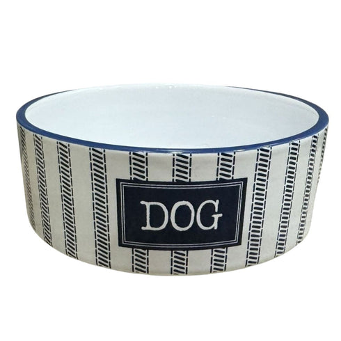 PetRageous Designs Country Blue Dog Bowl 5" White Navy 2 Cups - Poudre Pet & Feed Supply